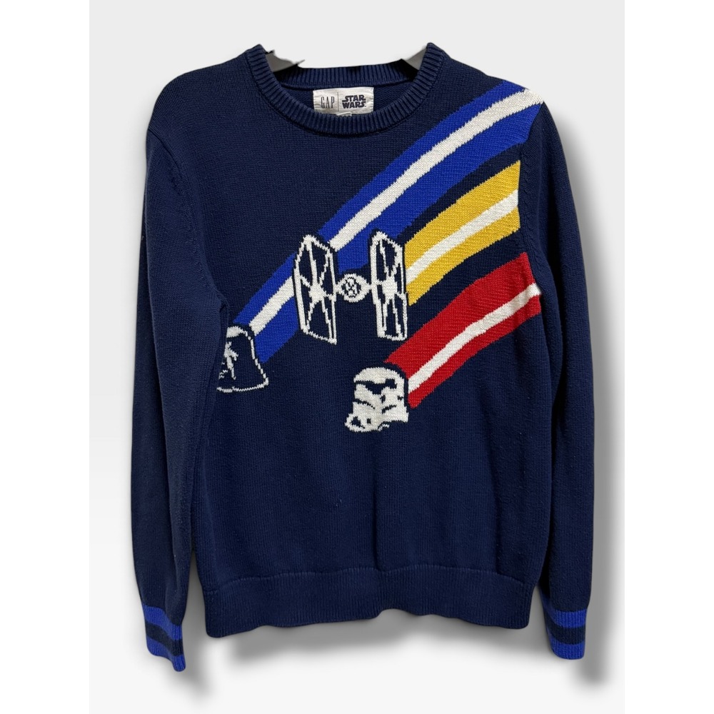Gap Kids Star Wars Navy Intarsia Sweater XL 12-13 Stormtrooper TIE Fighter